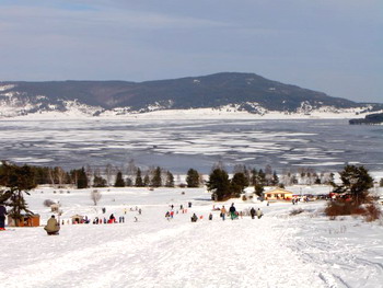 View from the ski piste to the lake