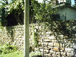 The stone wall around the property