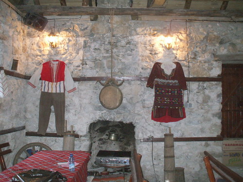 Traditional Bulgarian costumes inside the mill